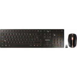 Cherry dw 9100 slim clavier souris incluse universel rf sans fil + bluetooth azerty français noir