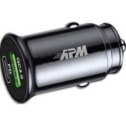 Chargeur APM allume cigare 38W : USB-A 3.0 18 W / USB-C 20W noir