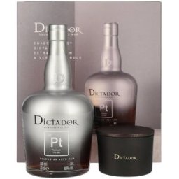 Rhum Dictador Dictador PLATINUM Colombian Aged Rum 40% Vol. 0,7l en boîte cadeau avec Kerze