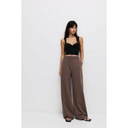 Pull&Bear Pantalon Habillé À Pinces Marron 40 female