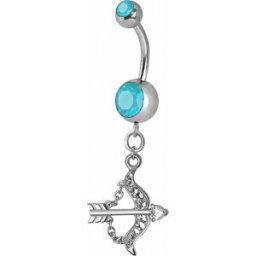 Piercing Street Piercing nombril Crystal Swarovski arc et flèche turquoise - Argenté