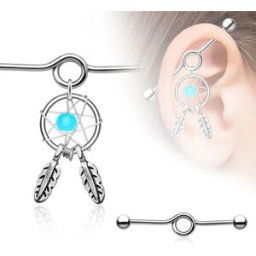 Piercing Street Piercing industriel pendentif attrapeur de rêves - Argenté