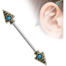 Piercing Street Piercing industriel lance tribale et turquoise - Argenté