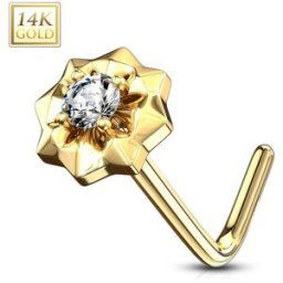 Piercing Street Piercing nez Or jaune 14 carats étoile à pierre blanche - Doré