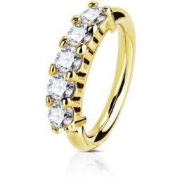 Piercing Street Piercing anneau cinq strass or jaune 14 carats nez et oreille - Doré
