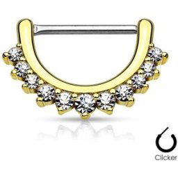 Piercing Street Piercing téton ligne de strass 1,2 mm plaqué or - Doré