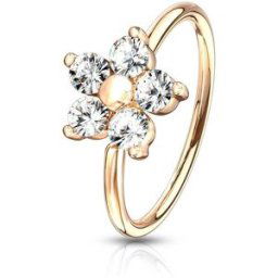 Piercing Street Piercing nez anneau pliable fleur plaqué or rose - Or Rose