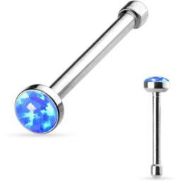 Piercing Street Piercing nez tige droite opale bleue - Argenté