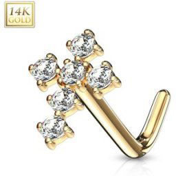 Piercing Street Piercing nez Or jaune 14 carats tige L coix pavée - Doré