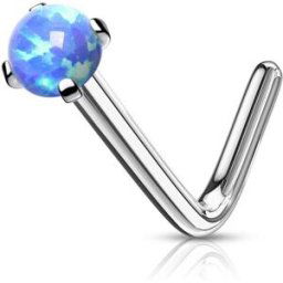 Piercing Street Piercing nez tige en L acier opale bleue - Argenté
