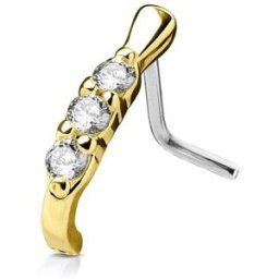 Piercing Street Piercing nez tige en L courbé 3 strass doré - Doré