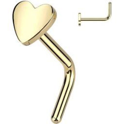 Piercing Street Piercing nez tige en L titane doré coeur - Doré