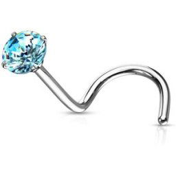 Piercing Street Piercing nez tige tire-bouchon zircon rond turquoise - Argenté