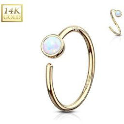 Piercing Street Piercing nez Anneau Or jaune 14 Carats opale blanche - Doré