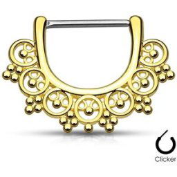 Piercing Street Piercing téton éventail inspiration tribale 1,2 mm plaqué or - Doré