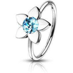 Piercing Street Piercing nez anneau pliable fleur strass turquoise - Argenté