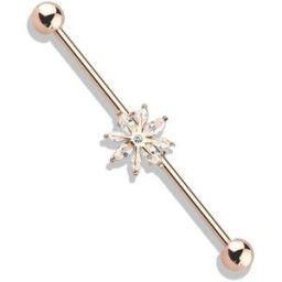 Piercing Street Piercing industriel oreille plaqué or rose flocon de neige - Or Rose