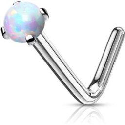 Piercing Street Piercing nez tige en L acier opale blanche - Argenté