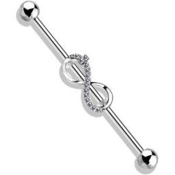 Piercing Street Piercing industriel oreille symbole infini pavé de strass - Argenté