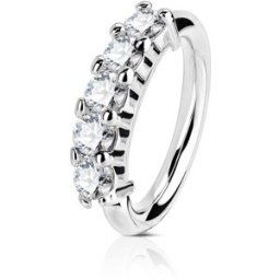 Piercing Street Piercing anneau cinq strass or blanc 14 carats nez et oreille - Argenté