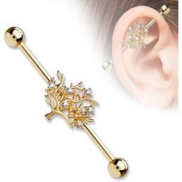 Piercing Street Piercing industriel oreille plaqué or rose arbre de vie - Or Rose