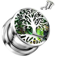 Piercing Street Piercing tunnel oreille arbre de vie opalescent - Argenté