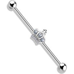 Piercing Street Piercing industriel oreille couronne pavée de strass - Argenté