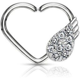 Piercing Street Piercing oreille cartilage daith anneau coeur plaqué platine aile d'ange - Argenté