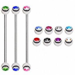 Piercing Street Piercing industriel oreille billes serties de gemmes - Argenté