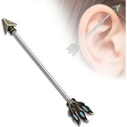 Piercing Street Piercing industriel flèche tribale et turquoise - Argenté