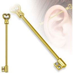 Piercing Street Piercing industriel clef en forme de c½ur doré - Argenté