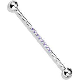 Piercing Street Piercing industriel oreille en acier ligne de strass aurore boréale - Argenté
