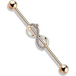 Piercing Street Piercing industriel oreille plaqué or rose symbole infini pavé de strass - Or Rose
