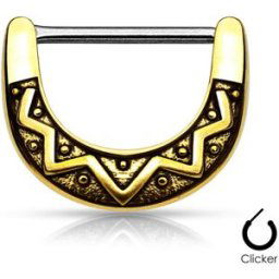 Piercing Street Piercing téton éventail tribal 1,2 mm plaqué or - Doré