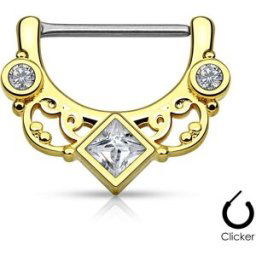 Piercing Street Piercing téton éventail floral 1,2 mm plaqué or - Doré