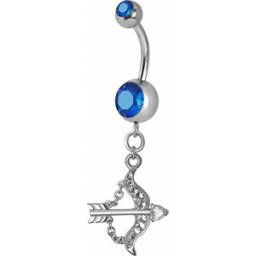 Piercing Street Piercing nombril Crystal Swarovski arc et flèche bleu - Argenté