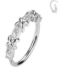 Piercing Street Piercing nez anneau pliable plaqué platine croix et strass - Argenté
