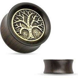 Piercing Street Piercing plug en bois d'ébène avec arbre de vie - Marron