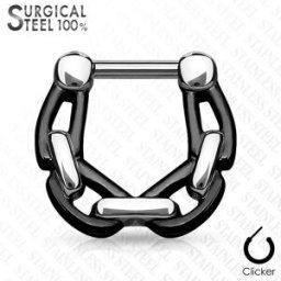 Piercing Street Piercing septum acier chirurgical chaines 1,2 mm noir - Noir