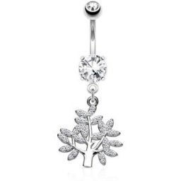 Piercing Street Piercing nombril arbre de vie pavé de gemmes - Argenté