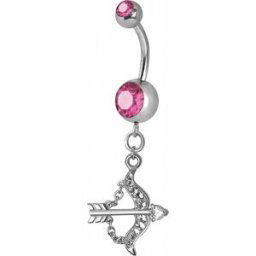 Piercing Street Piercing nombril Crystal Swarovski arc et flèche rose - Argenté