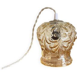 Lampe suspension baladeuse globe ancien en verre doré griffe de suspension en laiton LAMP-7385 dore 12x12x15