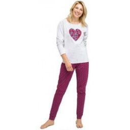 Pyjamas / Chemises de nuit Kindy Pyjama long motif coeur fleuri Rouge
