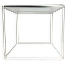 Table d'appoint isocèle de Max Sauze, années 1970 blanc 45x45x40