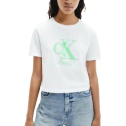 T shirt Calvin Klein Front logo relief Femme Blanc M