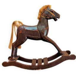 Cheval a bascule en bois rétro marron 44x11x51