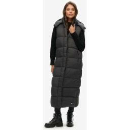 Superdry - Doudoune sans manches coupe longue en ripstop effet quadrillÃ© avec capuche - Noir Noir 36 female