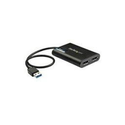 StarTech.com Adaptateur USB 3.0 vers double DisplayPort 4K 60 Hz - Carte graphique externe USB 3.0 vers 2 ports DP (USB32DP24K60) - Adaptateur DisplayPort - USB type A pour DisplayPort - 30 cm