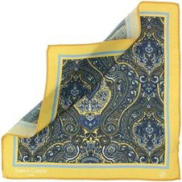 Costumes et cravates Simon Carter Pochette PAISLEY Jaune