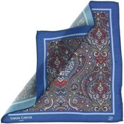 Costumes et cravates Simon Carter Pochette PAISLEY Marine